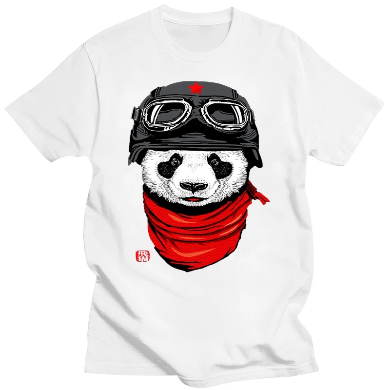 

Happy Adventurer T-shirt Panda Pilot T Shirt Punk Tshirt Cartoon Clothing Men Printed Tops Hipster Black Tees Drop Shipping