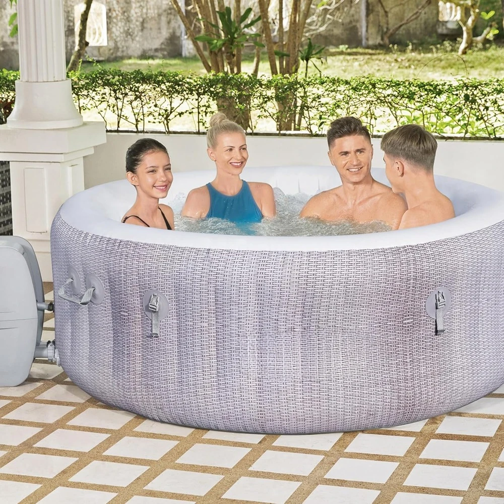 71" x 26" Inflatable Hot Tub Round Portable Outdoor Spa with 120 AirJets and EnergySense Energy Saving Cover