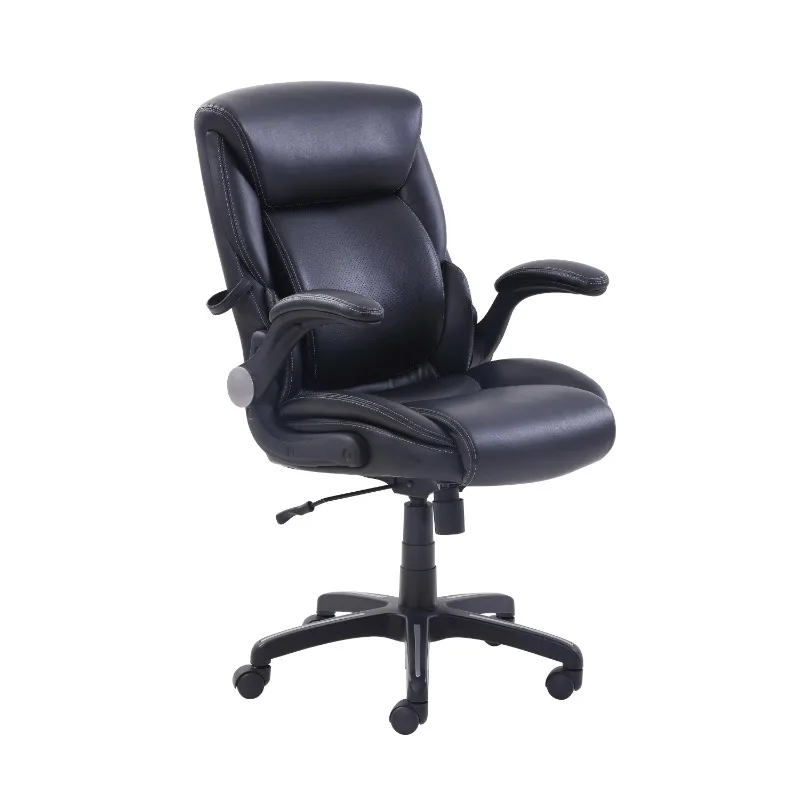 Air Lumbar Bonded Leather Manager Office Chair, Black mid back manager s office chair bonded leather office chair chair desk chair