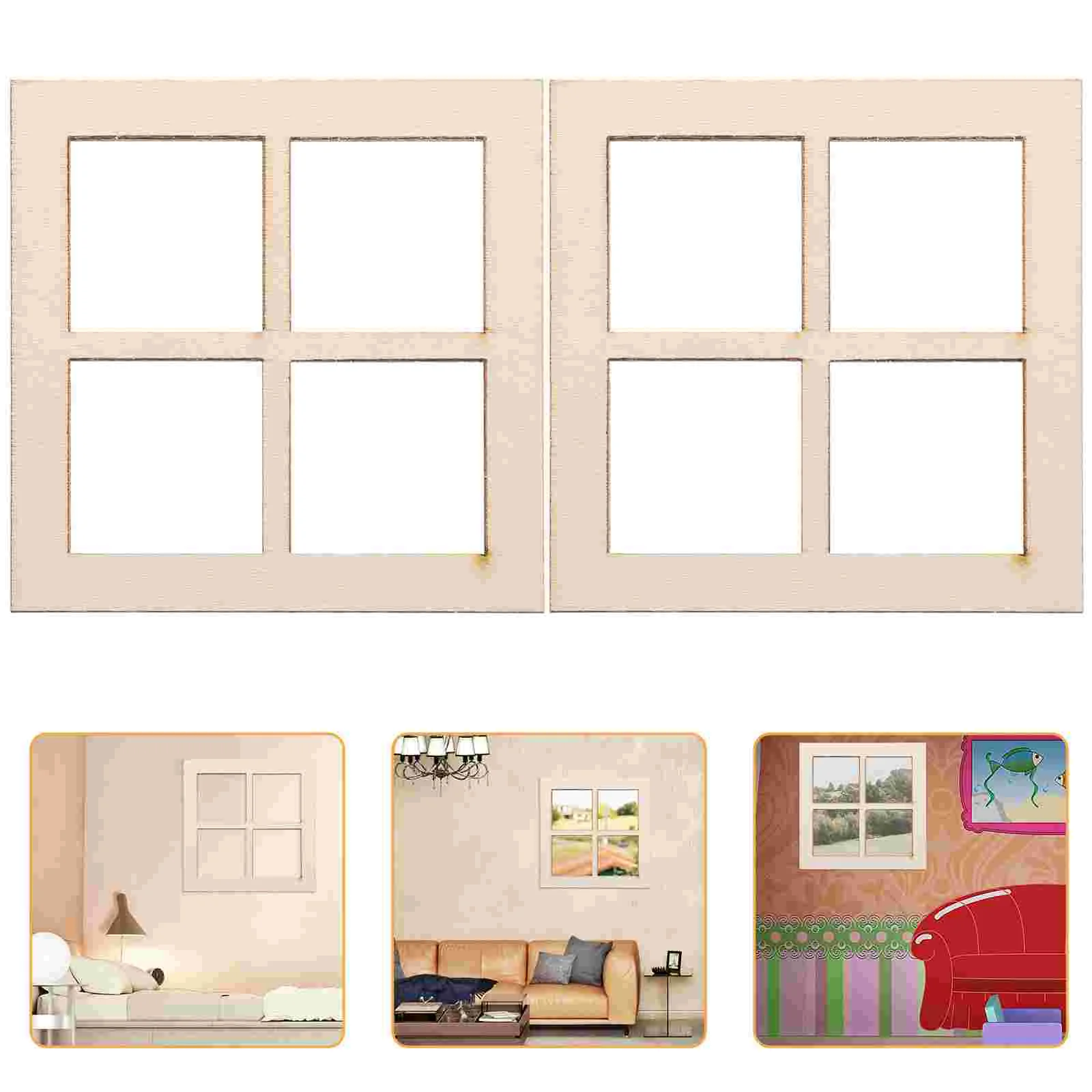 Dollhouse Windows Wooden Dollhouse Window Frame Dollhouse Furniture Miniature Window Frames Doll House Furniture Accessories 5m wooden door thong crash bar article window doors and windows sealing trip windproof card slot capitales