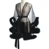 Femme pure Shapewear Robes mode à manches longues en peluche épissé mince Lingerie femmes à lacets érotique Midi longues Robes Sexy