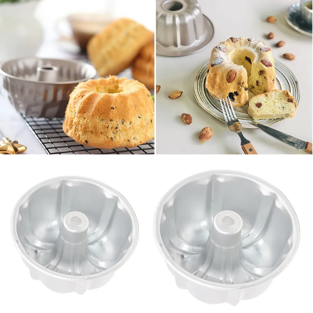 Round Cake Pan Hollow Chimney Cake Mold Non Stick Mould Fluted Ring Tin Pan Tray Kugelhopf Baking cake molds