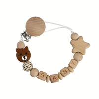 Clips de sucette en bois pour bébé, porte-mamelon factice, chaîne en Silicone, ours Koala, sucettes d'animaux, jouets de dentition 5