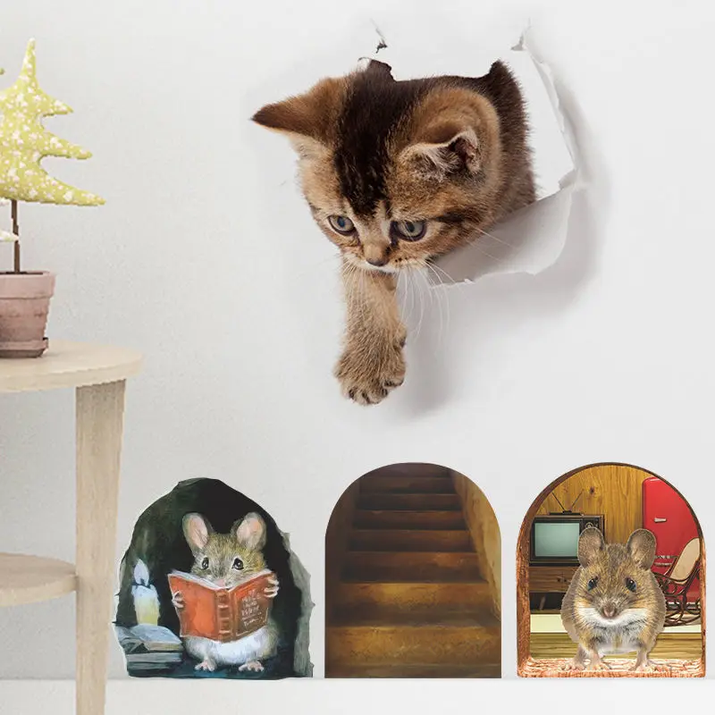 M228 Mouse Gatti Animali Wall Sticker Bagno Toilet Decor Soggiorno Cabinet Frigorifero Decorazione Della Casa Decalcomanie