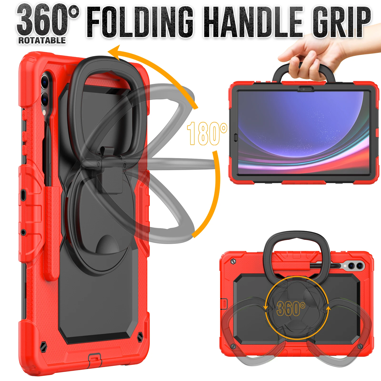 Heavy Duty 12.4-Inch Tablet Case with 360° Rotatable Bracket