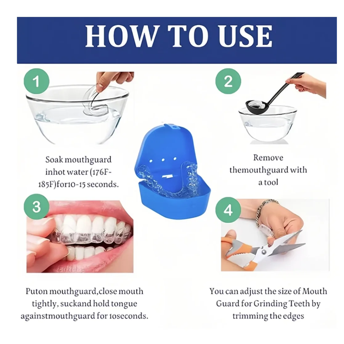 Hot Sale 4pcs/Box Mouth Guards for Clenching Teeth Moldable Dental Teeth Night Guard for Adult Stop Teeth Grinding Bruxism Tray 3