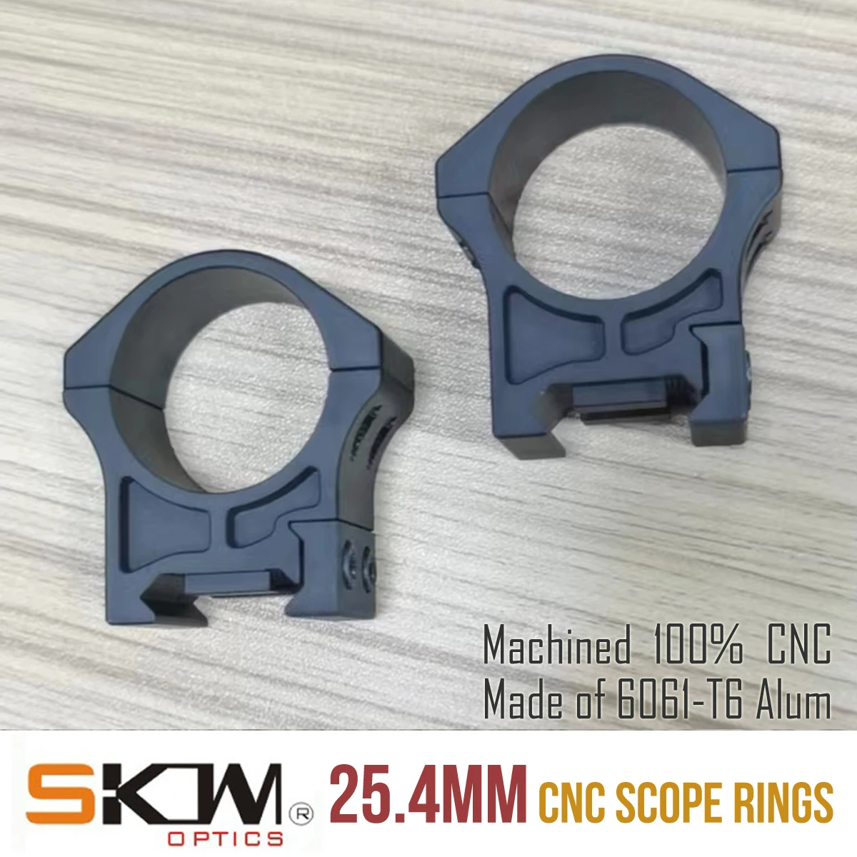 SKWGEAR-Medium Scope Rings, Tactical, 25.4mm, 6061-T6 Mount Fit, Picatinny CNC, Heavy Duty,