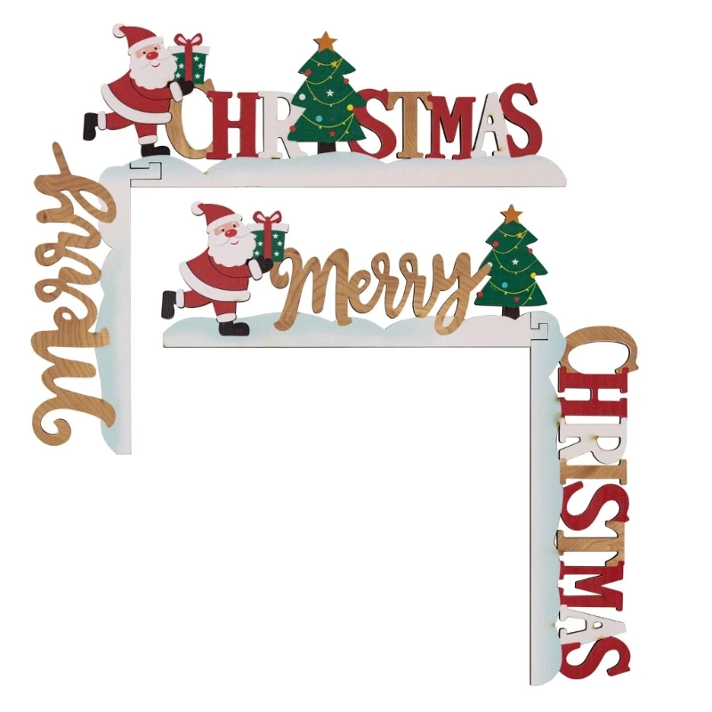 

1 Set Unique Christmas Door Frame Decorations Creative Wooden Santa Clause Door Frame Decor for Holiday Parties G5AB