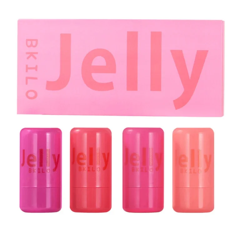 4 Colors Jelly Blush Stick Lip Balm Eyeshadow 3-in-1 Multi-Use Matte Blush Moisturize Brighten Lip Gloss lip balm,lip gloss,lip makeup,lip glaze,lip oil,makeup cheek blusher