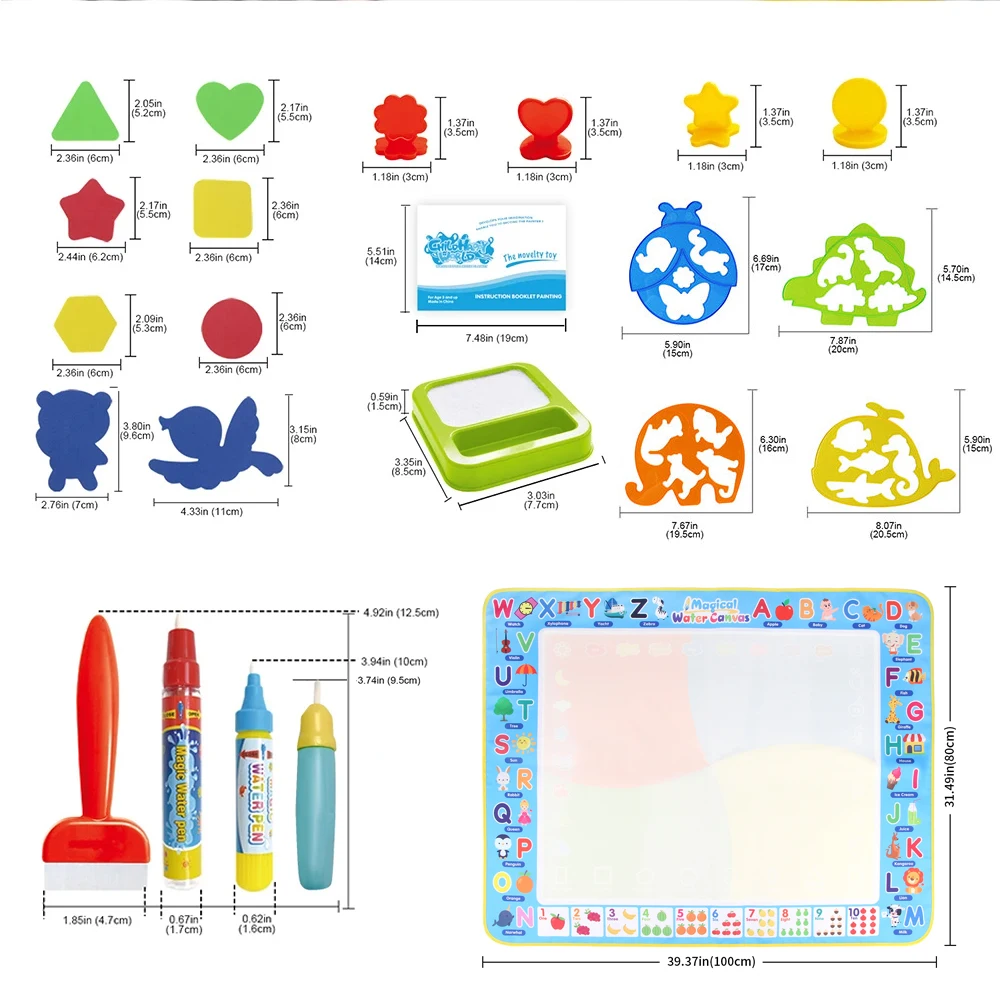 Coolplay Water Doodle Mat Coloring Drawing Mat with Reusable Magic Pens Montessori Painting Board Educational Toys Kids Gifts 2