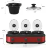 Cooker, 3 x 1.5 QT Portable Small Dual Crock Cooker, Buffet Servers and Warmers Dishwasher Safe, Removable Ceramic Pot Glass Lid 6