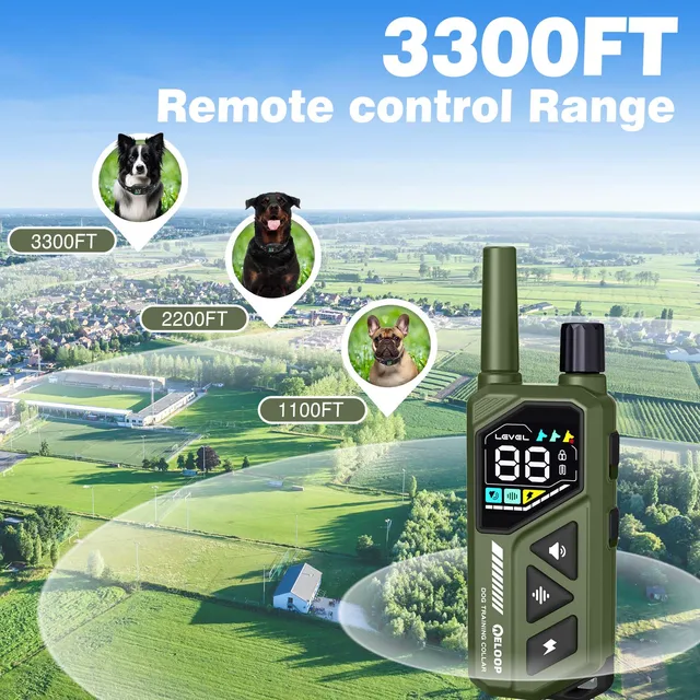 New AI Smart Dog Training Collar 3300Ft Anti-barking Device Electric Remote Control IPX7 Waterproof Pet Behavior Vibration Shock 4