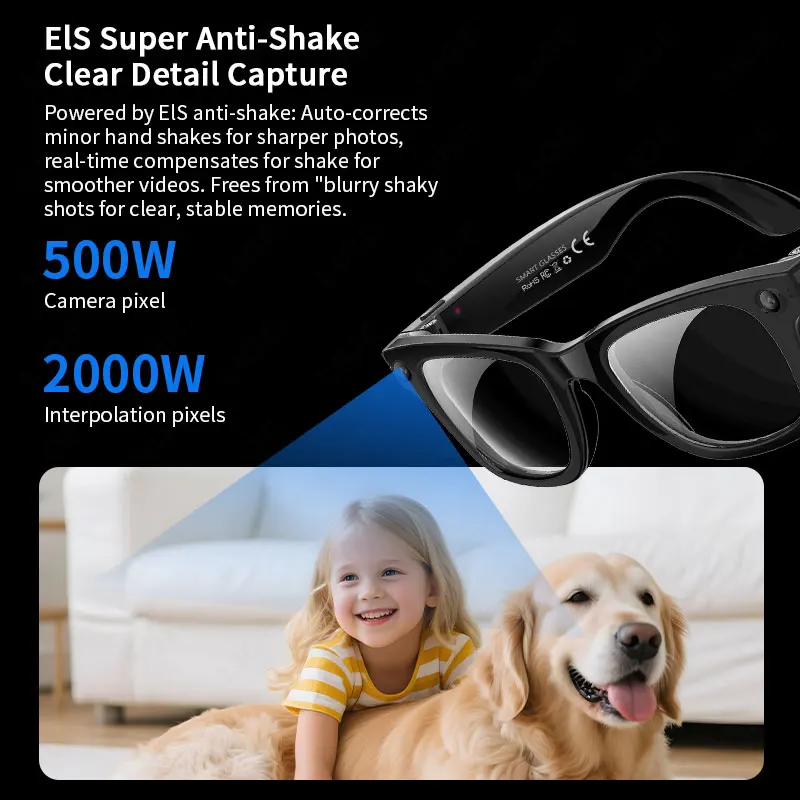 LIGE New AI 500W Camera Smart Glasses HD Video Shooting Bluetooth Call Sunglasses Voice Control Translation Color-change Lenses