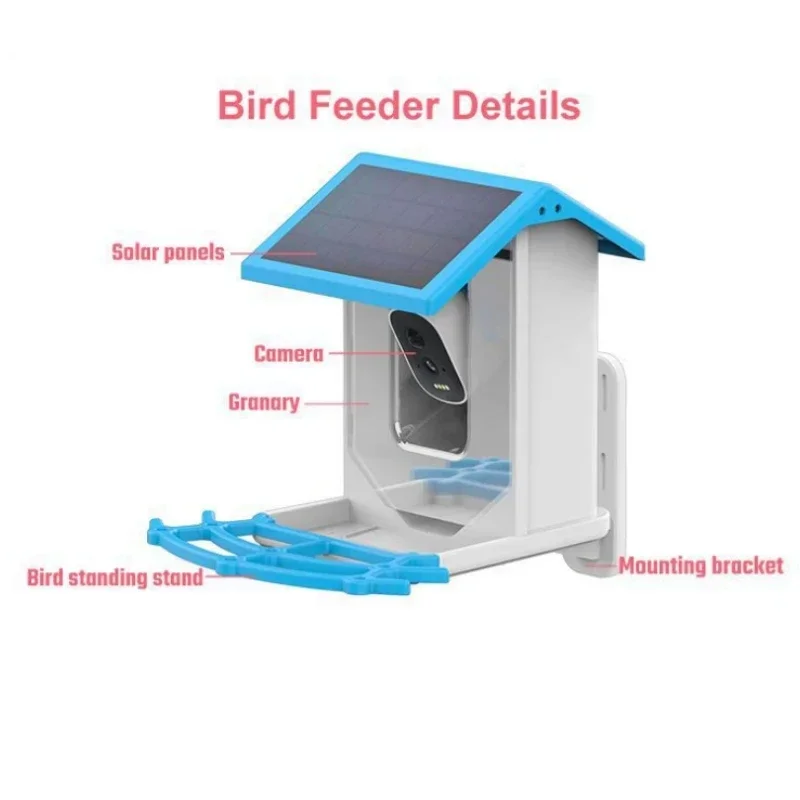Caméra Mangeoire à Oiseaux avec Toit à Panneaux Solaires, Smart Bird House Watching 1080P HD Camera AI Identifier Les Espèces d'oiseaux, Connexion APP, IP65 Étanche, Cartes TF 64G Gratuites Caméra Mangeoire à Oiseaux avec Toit à Panneaux Solaires, Smart Bird House Watching 1080P HD Camera AI Identifier Les Espèces d'oiseaux, Connexion APP, IP65 Étanche, Cartes TF 64G Gratuites