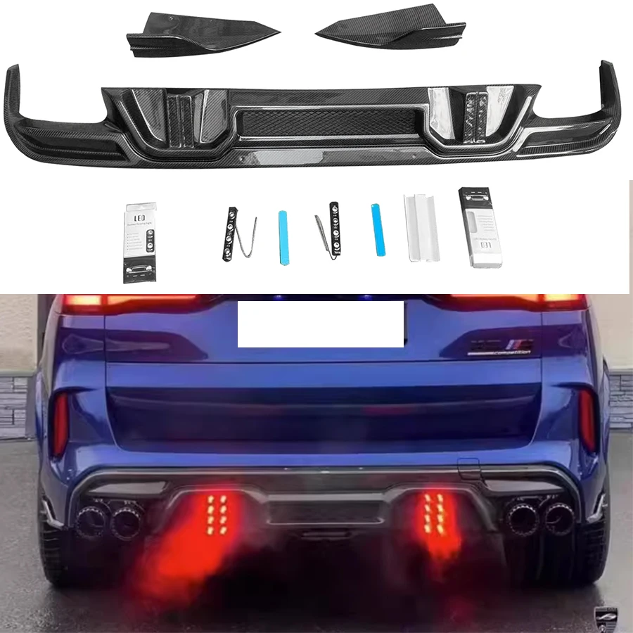 

For BMW X5M F95 X6M F96 2019+ Carbon Fiber Car Rear Bumper Diffuser Rear Splitters Spoiler Back lip shunt L Upgrade body kit