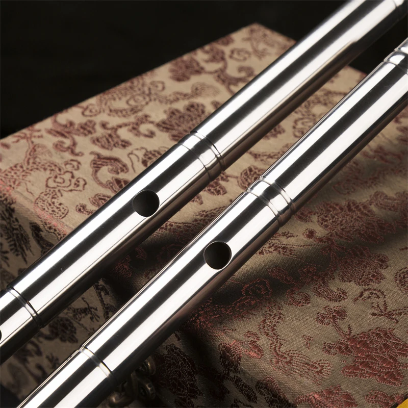 Professionele Titanium Tube Deizei Fluit CDEFG Key 6 gaten Chinese metalen klassieke houtblazers, muziekinstrumenten Dizi fluit