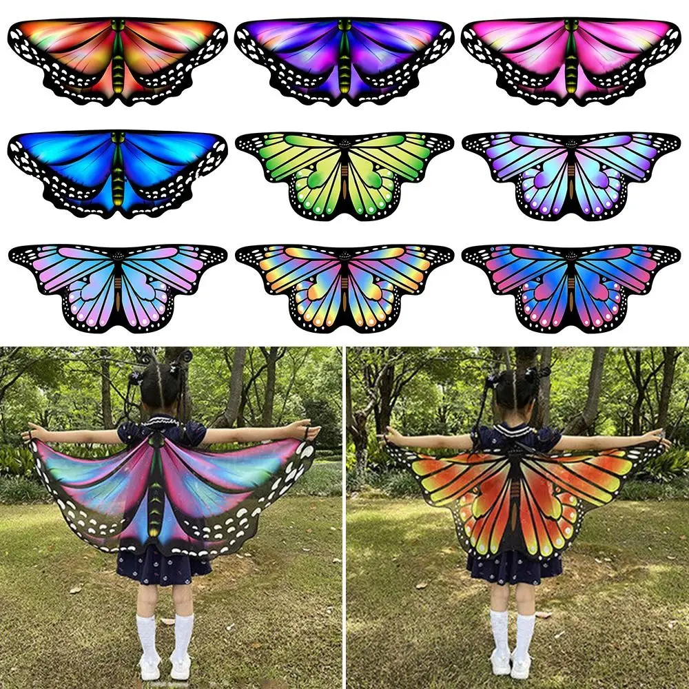 Kids Butterfly Wings Cape Girls Fairy Shawl Pixie Cloak Fancy Dress Costume Gift Accessories kids wing costumes