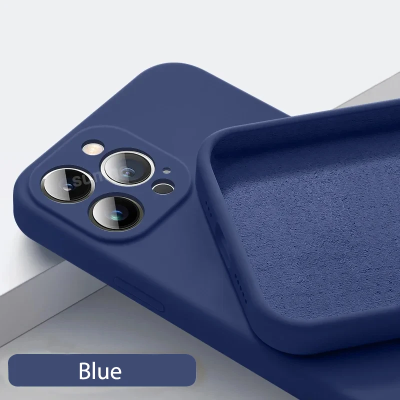 thumbnail image 1 of Square Soft Liquid Silicone Cover Case For iPhone 15 14 13 12 11 Pro Max Plus XS XR X Colorful Ultra Armor Bumper Cover, 1 of 5