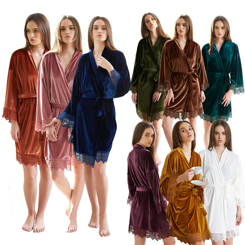 Sexy Lace Up Robe Nightwear Women's Sleepwear Burgundy Kimono Bathrobe Gown Intimate Lingerie Autumn New Homewear