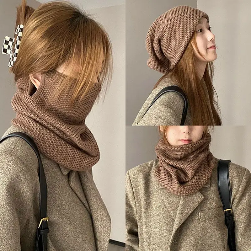 

Designer Brand 넥워머 2023 New High Quality Knitted Wool Mask Women's Soft Winter Warm Fashion Multi-purpose Hat Neck Set Hot Sale