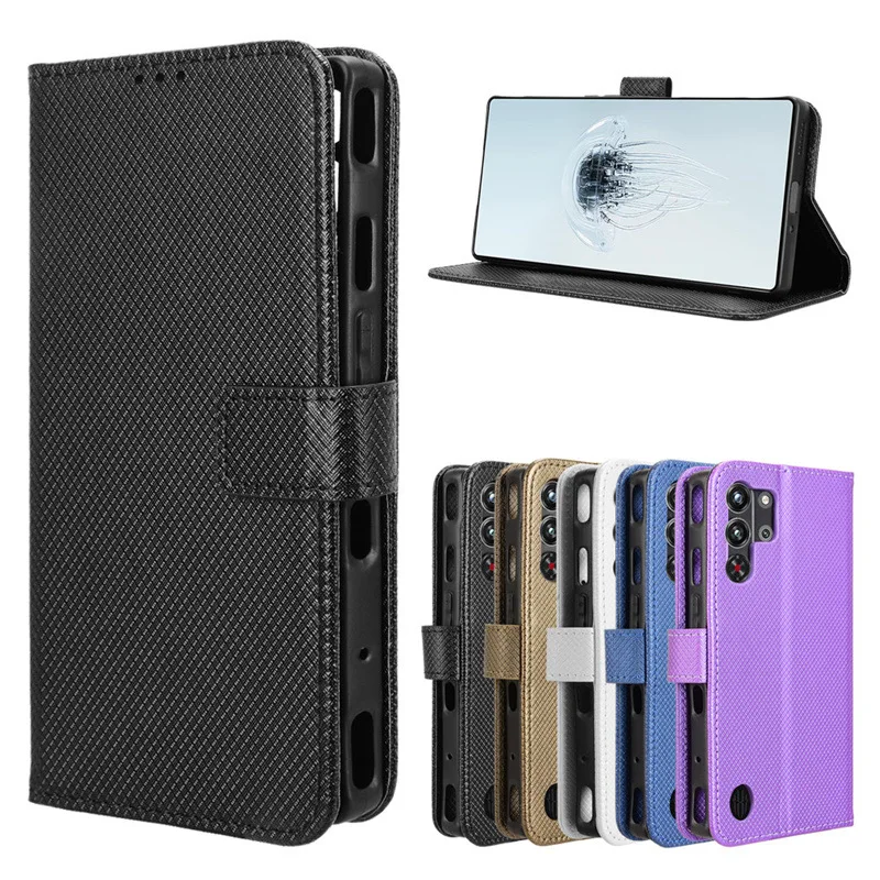 Leather Flip Wallet Case with Magnetic Book Holder Cover