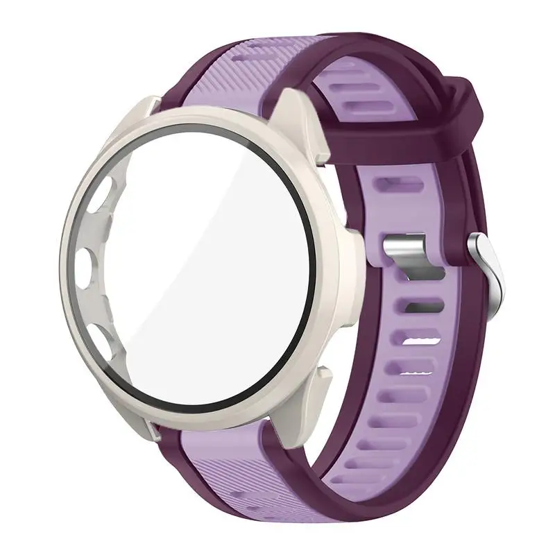 Premium Tempered Glass Case with Silicone Strap - Protective Cover and Replacement Band Accessories