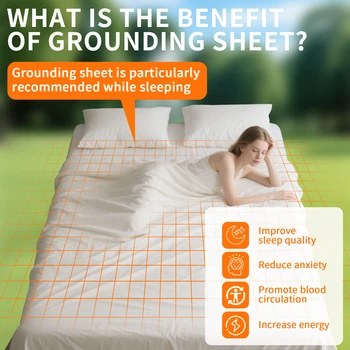 Grounding Bed Sheet US/UK/EU Plug Grounding Mat 10% Silver Fiber & 90% Organic Cotton Natural Healthy Energy Sleep Mat 5