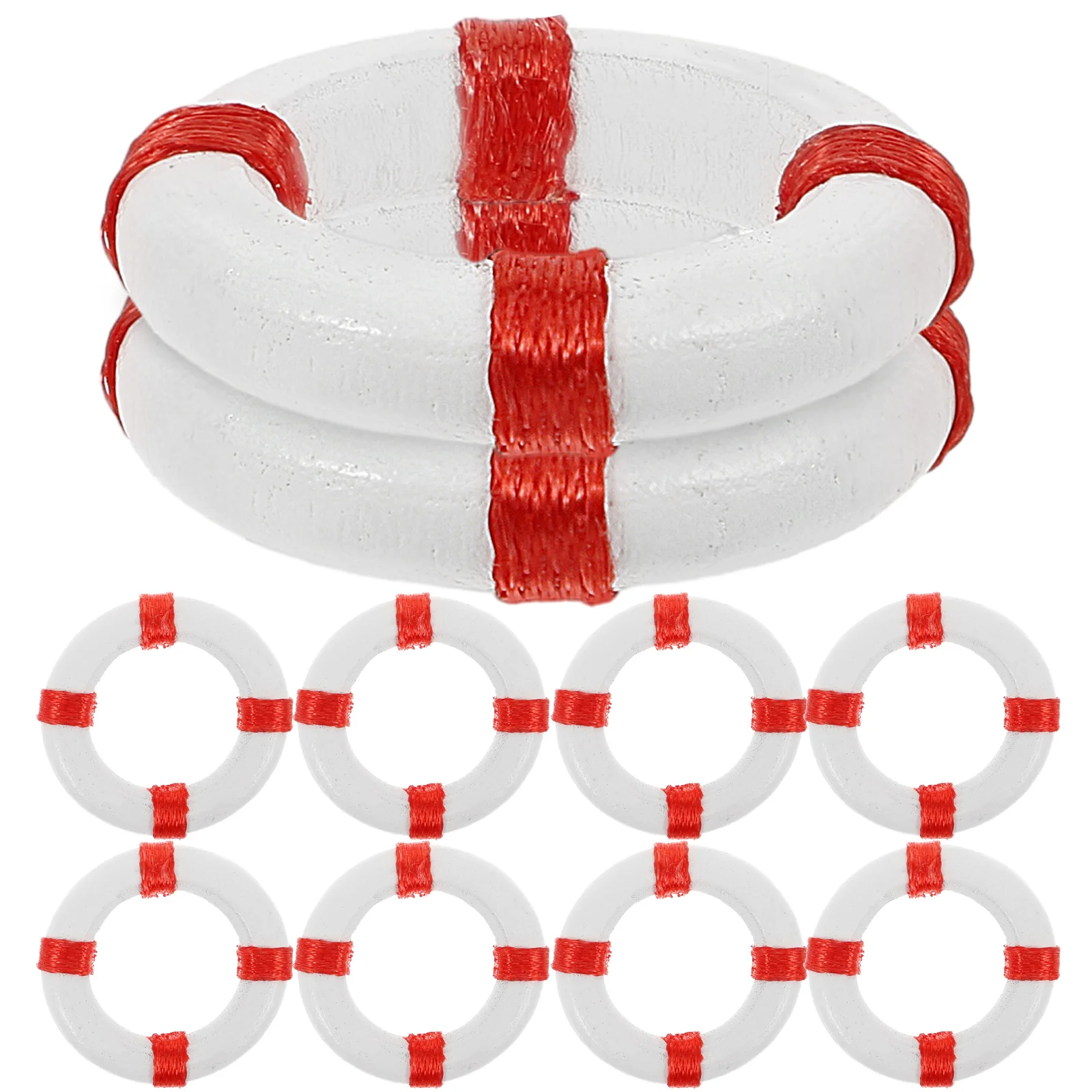 

10PCS Nautical Ornament Life Ring Decoration Miniature Lifebuoy Decoration Landscape Ornament Ocean Decoration