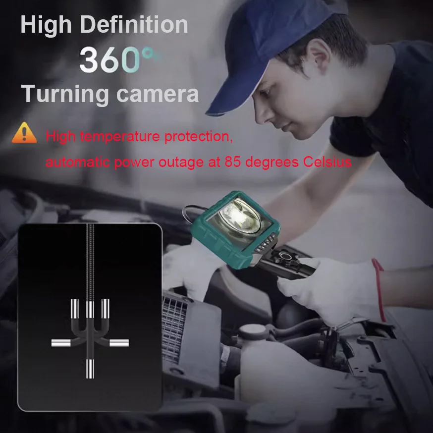 360 Degree Articulating Borescope 7-Inch 3.9mm/6mm lens Monitor Mechanical Inspection Camera Articulation Industrial Endoscope 4