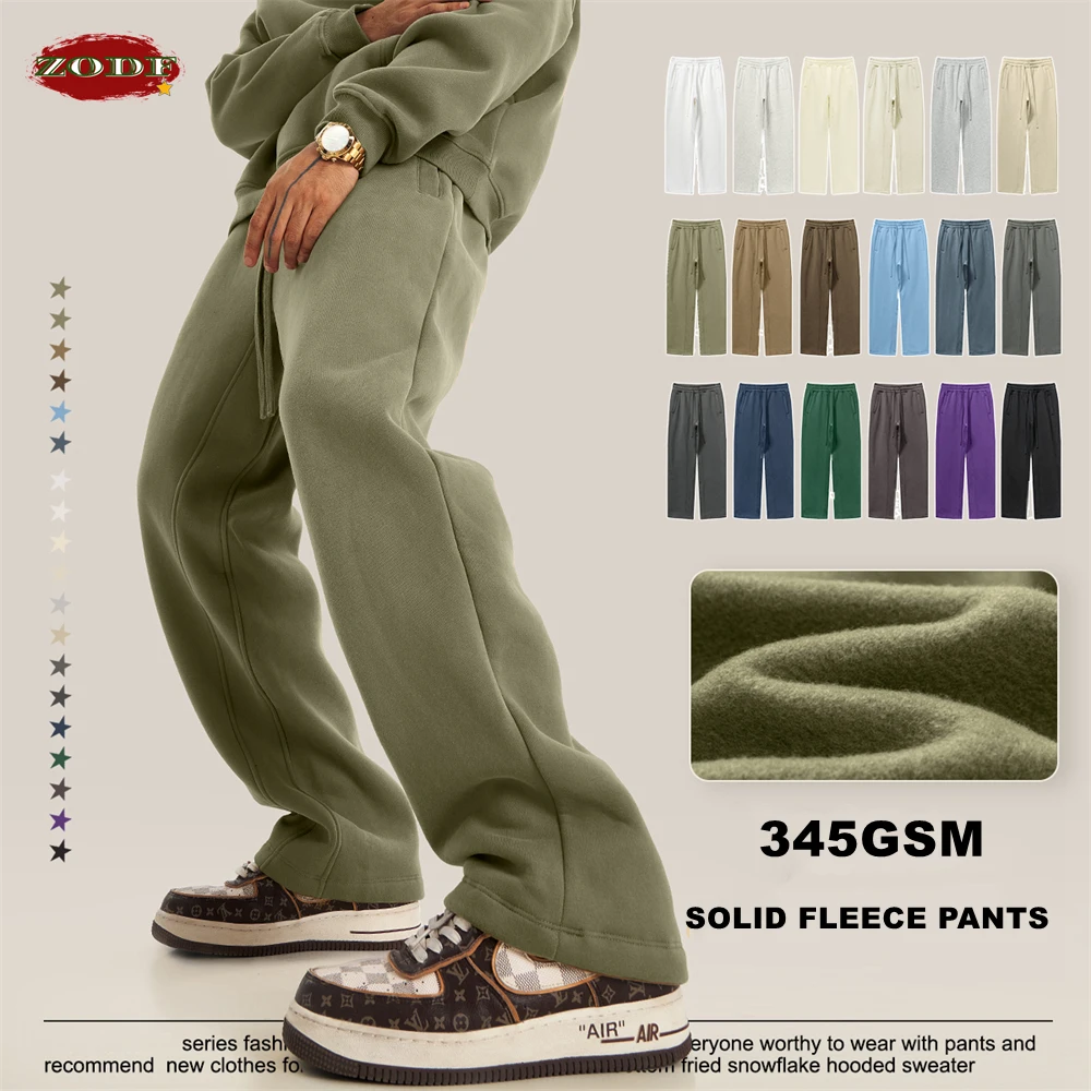 ZODF 2024 Autumn Winter 345sm Fleece Straight Pants For Men Unisex Loose Comfortable Sport Solid Trousers Brand Bottoms HY0864 2
