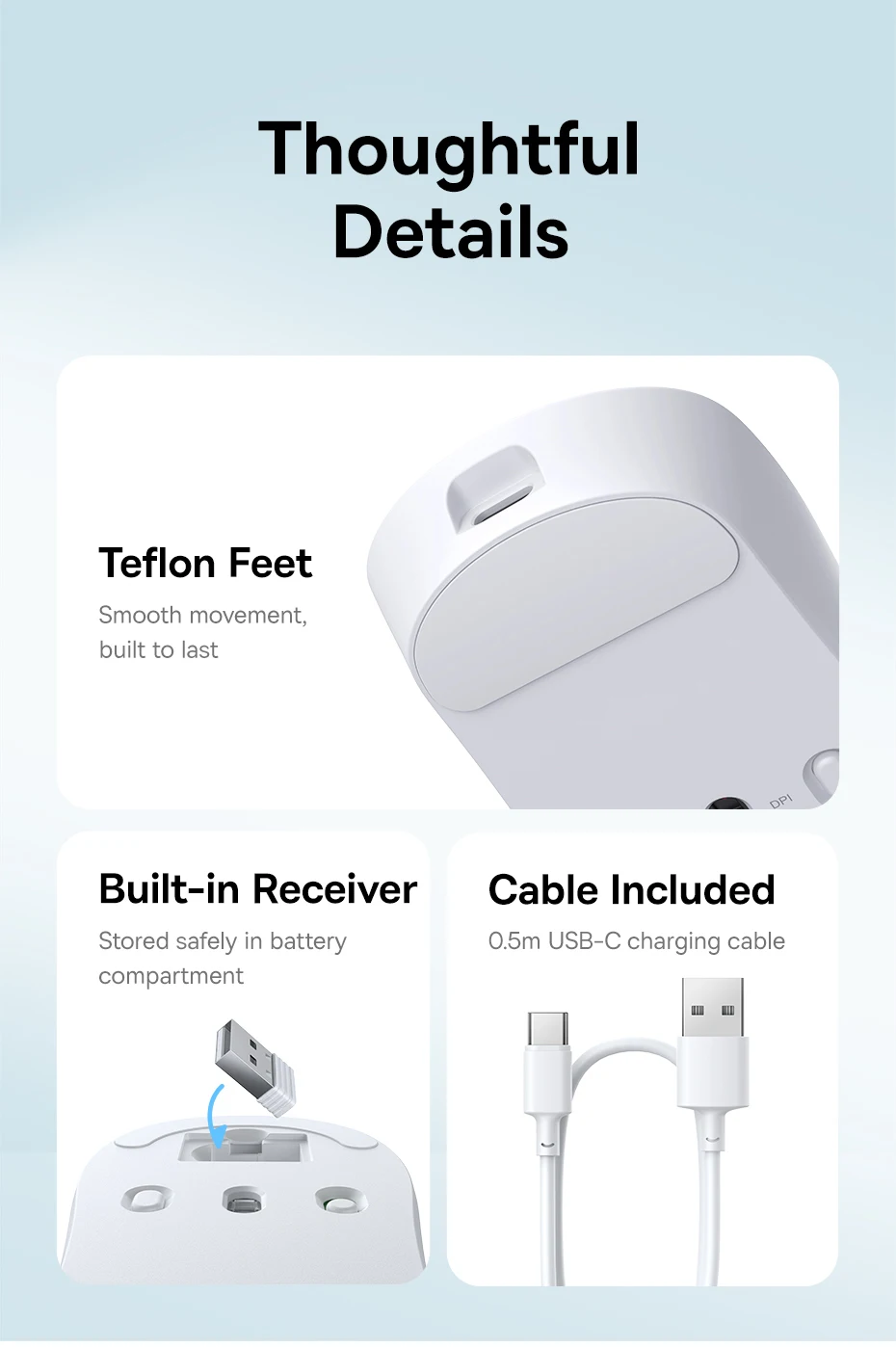 Baseus EM2 Ergonomic Wireless Mouse Bluetooth 5.3 2.4G