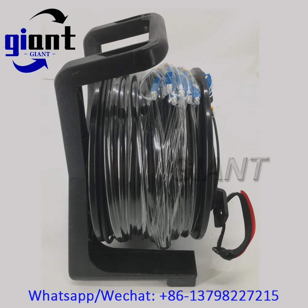 8C,100m,LSZH/TPU,G657A1,SM,8코어 SC/UPC-SC/UPC 커넥터 5.0mm,PCD235 릴 드럼이 있는 검정색 기갑 케이블 광섬유 패치 코드