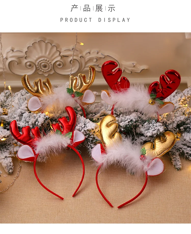 Description Picture 5 of itemChristmas Headband Elk Horn Bell Sequin Christmas Hair Clips Happy New Year Photo Props Xmas Decor Hair Accessories Gifts