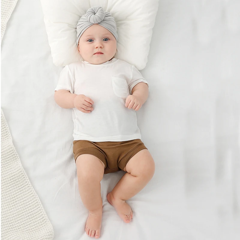 Bamboo Fiber Summer Infant T-Shirt Baby Boys Girls Round Neck Short Sleeve Top Pullover Toddlers Casual Newborns Tees 5