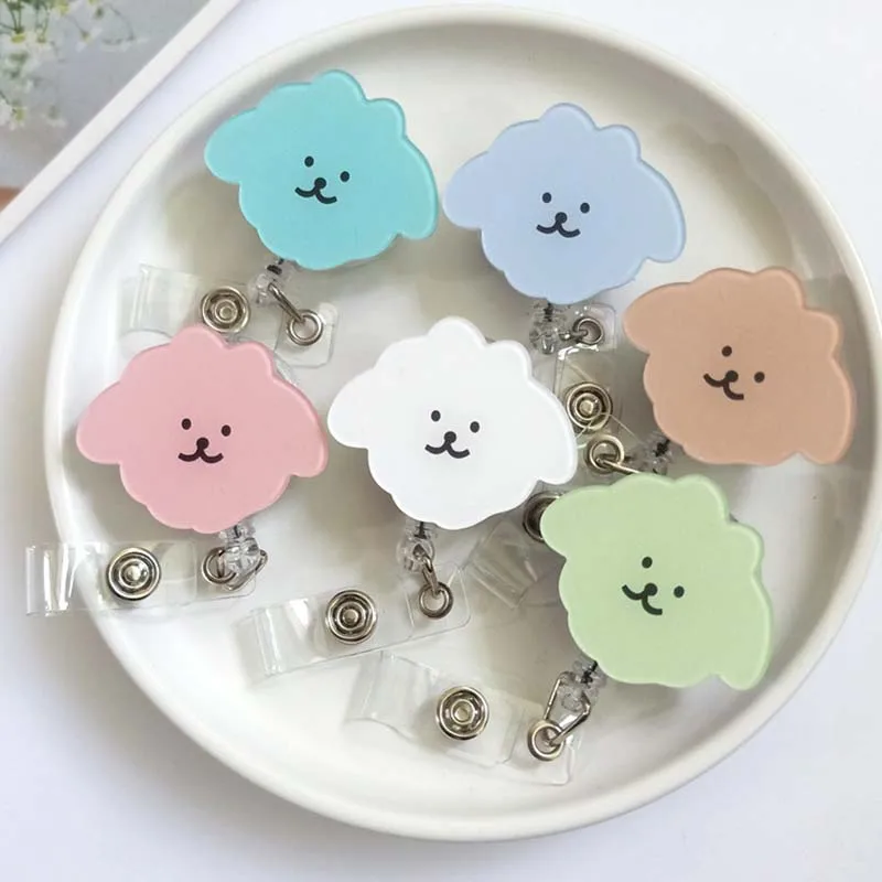 신제품 귀여운 테디 강아지 아크릴 60cm 개폐식 배지 릴 간호사 의사 학생 전시회 ID 카드 클립 배지 홀더 문구, 아크릴 배지 홀더 릴