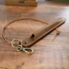 Genuine Leather Lanyard Pen Holder Portable Single Pencil Case Vintage Pen Pouch Sleeve Pen Protective Cover with Keychain 6