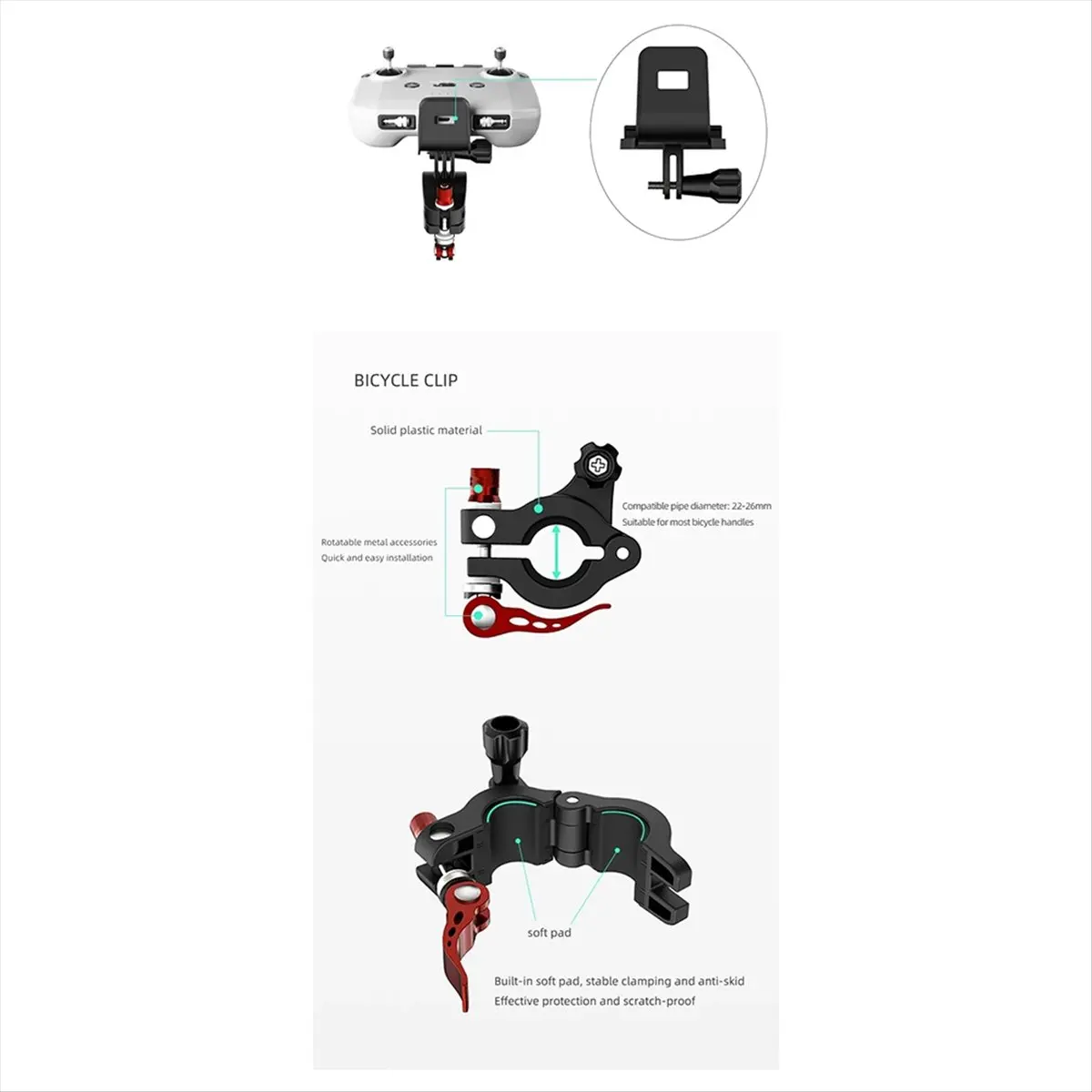 A10R DJI RC-N1/N2/N3 용 원격 제어 자전거 브래킷 스탠드 DJI 액세서리 용 자전거 사이클링 핸들 바 클립 홀더 마운트