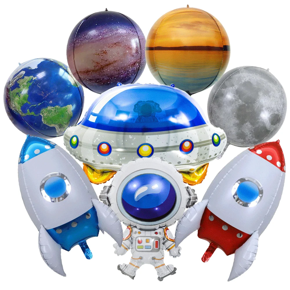Weltraum-Geburtstagsdekoration, Folie, Astronaut, Rakete, Planet, Luftballons, Nummer 3, 4, 5, silberner Ballon, für Kinder, Jungen, Weltraum, Partyzubehör – Detail 12