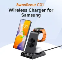 Зарядная станция SwanScout C01 для Samsung S25 S24 Ultra S23 Z Flip Z Складное беспроводное зарядное устройство для Galaxy Watch 8 7 для Buds 3 Pro