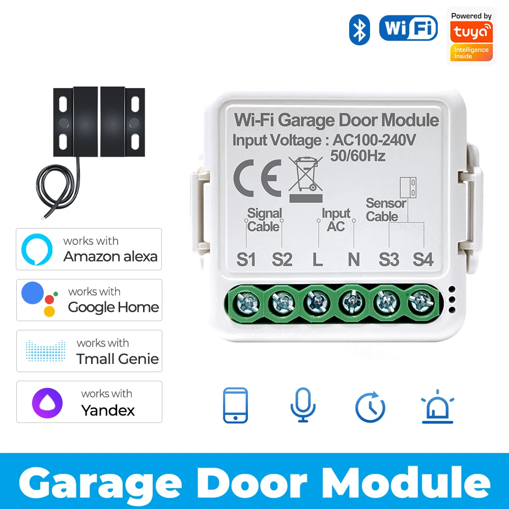 

Tuya WiFi Smart Garage Door Switch Opener Controller Voice Remote Control Works with Alexa Google Home Remote Smart Life App