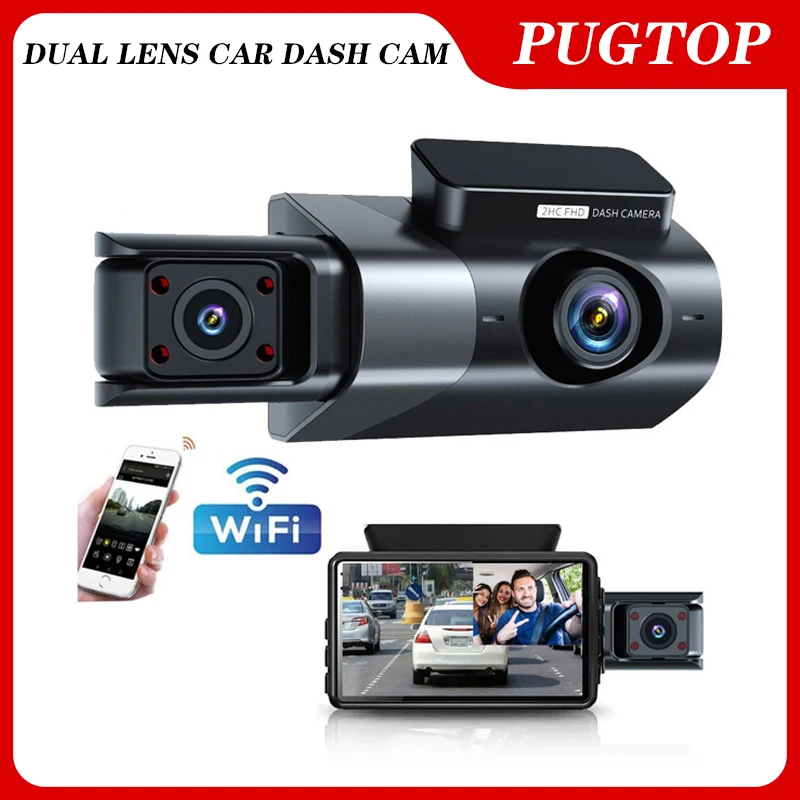 

2Lens Front Inside Dash Cam for Car Black Box HD 1080P Car Video Recorder WIFI Night View G-sensor Loop Recording DVR Car Camera