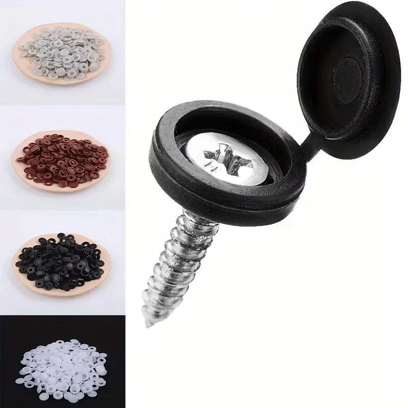 Plastic screw cap snapped over a small bolt for clean coverage