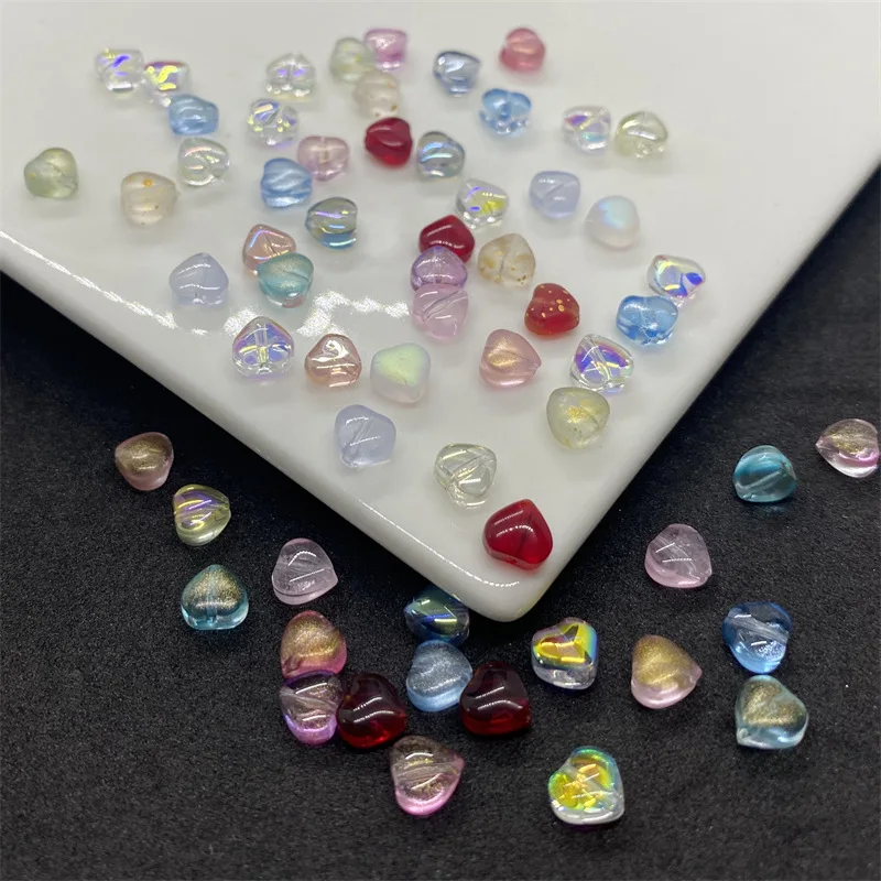

100pcs/lots Mini Heart 6mm Crystal Glass Beads Loose Spacer Beads for Jewelry Making DIY Accessories Hairpin Necklace Ring