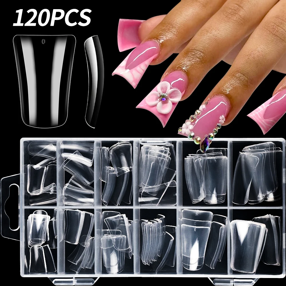 120/500Pcs Half Cover Duck False Nail Tips - Clear/Natural