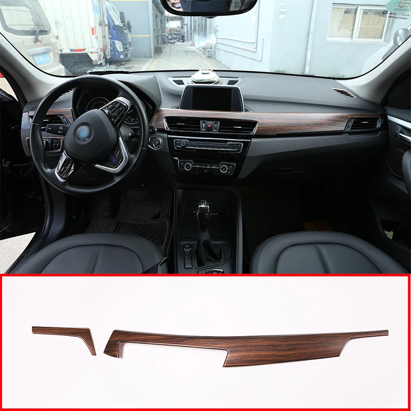 

For BMW X1 F48 2016-2018 For BMW X2 F47 2018 ABS Pine Wood Grain Car Interior Center Console Protection Panel Cover Trim