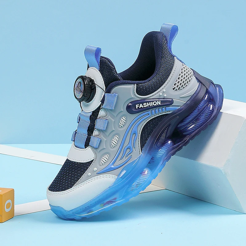 أحذية رياضية للأطفال، أحذية مدرسية عصرية للأولاد، أحذية مشي خفيفة الوزن ذات مشبك دوار وشبكة مانعة للانزلاق للاستخدام اليومي والخارجي