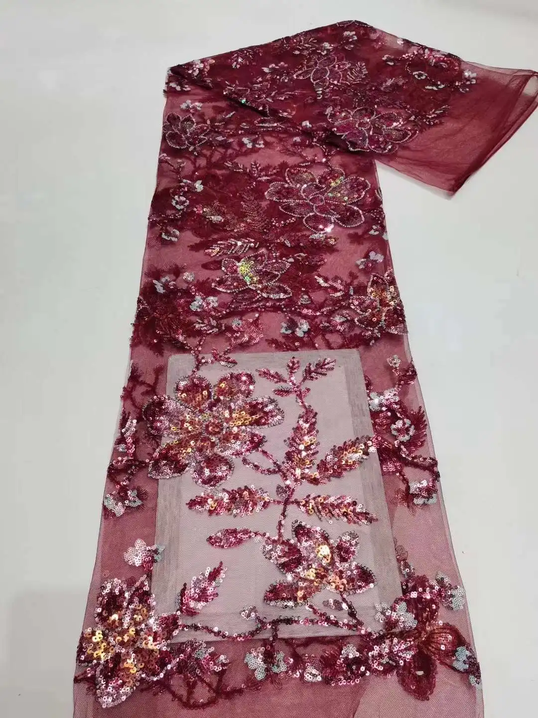

African Sequins Lace Fabric 2023 High Quality French Nigerian Embroidered Tulle Lace Fabric For Women Wedding Party Dress Sewing