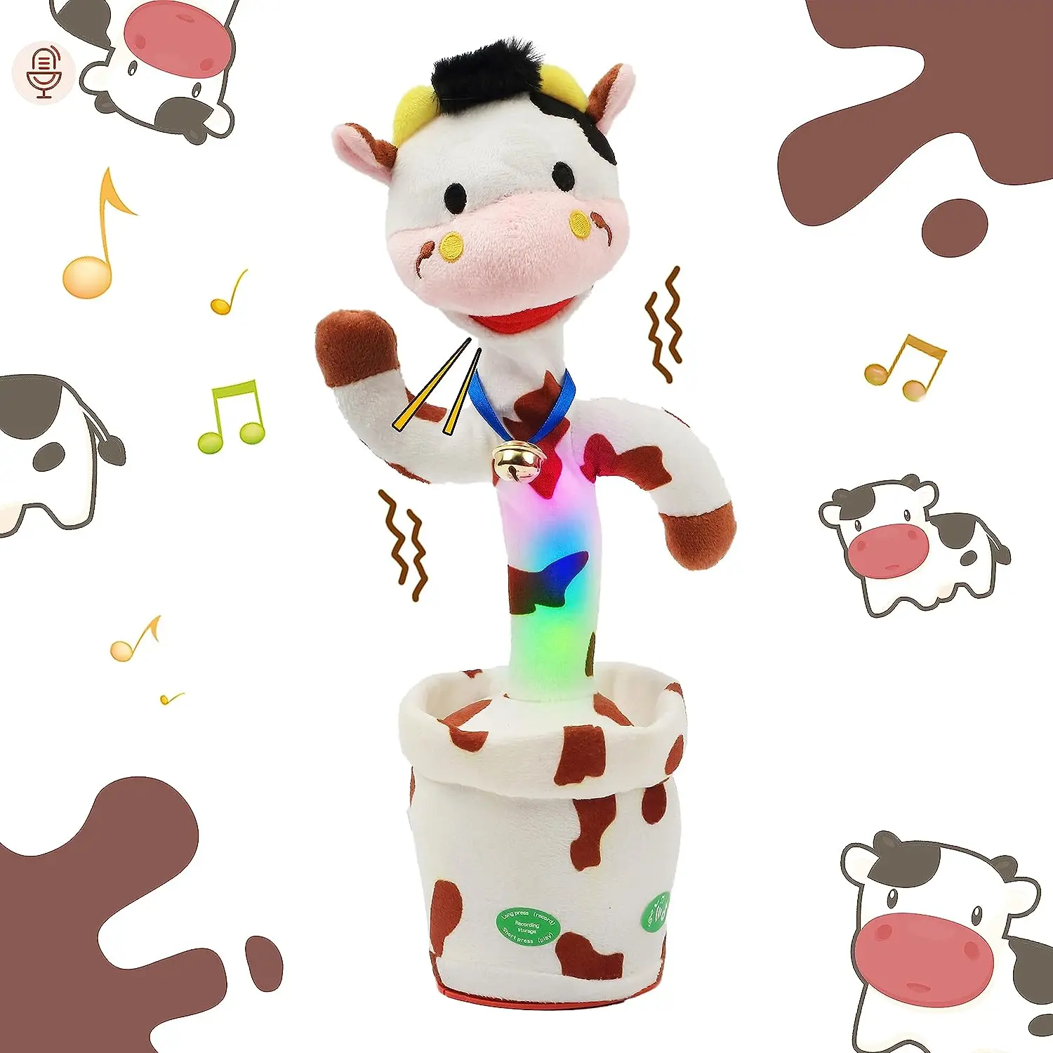 Plush Toys Electric Interactive Toy Talking Cow Singing Dancing Interactive Toy Repeats What You Say