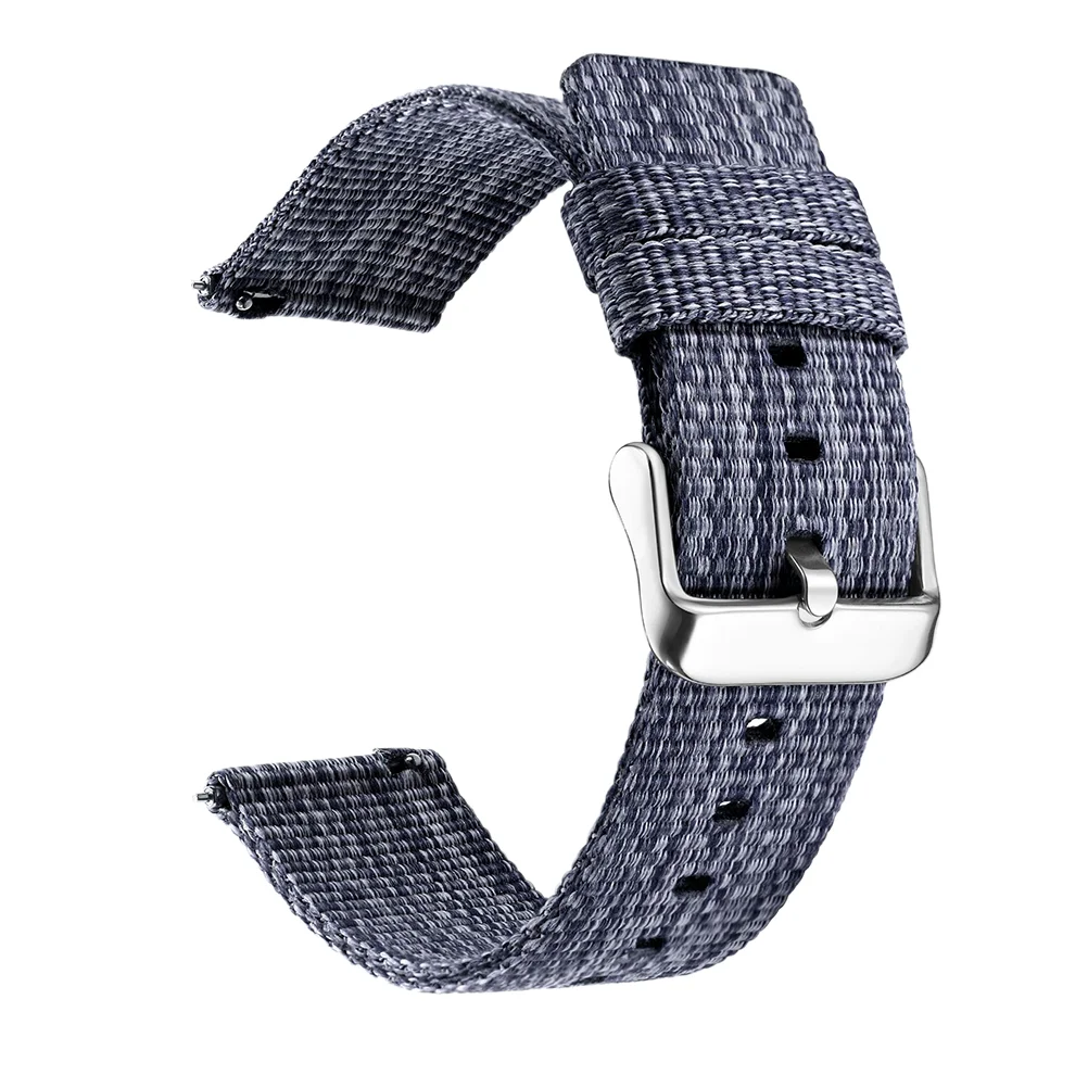

22mm Nylon Watch Band Canvas Watch Replacement Strap Thicken Watchband Fashion Wristband Compatible for Gear S3 S2 Blue