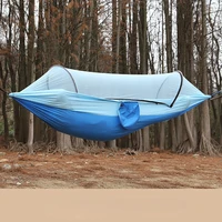 Outdoor Camping Anti-rollover Nylon Hammock with Mosquito Net Single / Double Person Automatic Quick Opening Pole Hammock 1